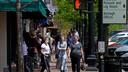 People gather outside a Starbucks in Beaver, Pa. Beaver County Commissioners have said they disagree with Gov. Tom Wolf and the county will act as if they are transitioning to the "yellow" phase on May 15.