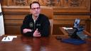 Gov. Josh Shapiro in the Capitol during a recent interview. He released the first budget of his administration Tuesday.