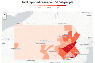 Screenshot of Spotlight PA COVID-19 data dashboard.